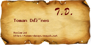 Toman Dénes névjegykártya